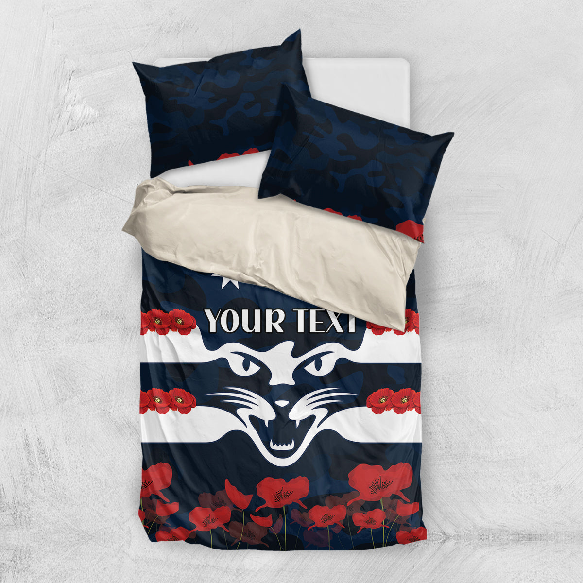 Custom Cats Football Bedding Set ANZAC Lest We Forget - Vibe Hoodie Shop