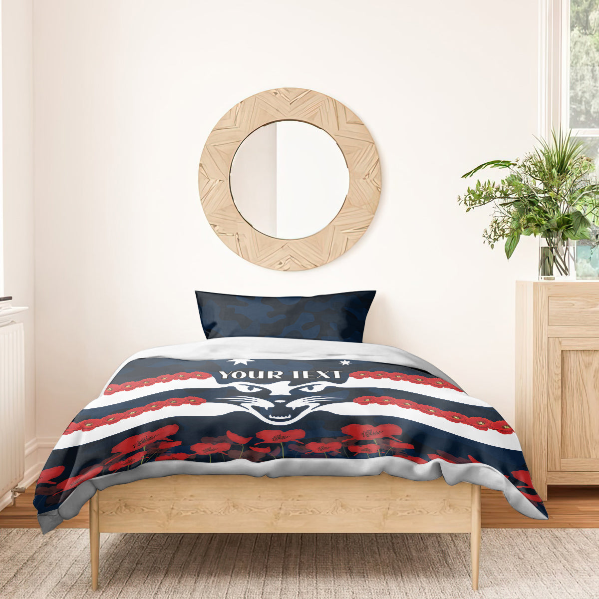 Custom Cats Football Bedding Set ANZAC Lest We Forget - Vibe Hoodie Shop
