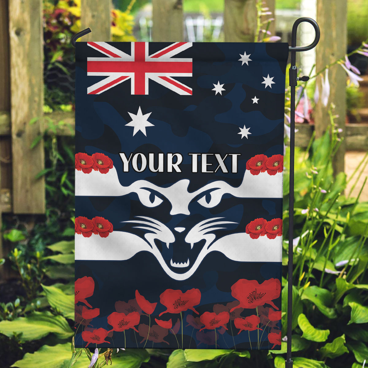 Custom Cats Football Garden Flag ANZAC Lest We Forget - Vibe Hoodie Shop