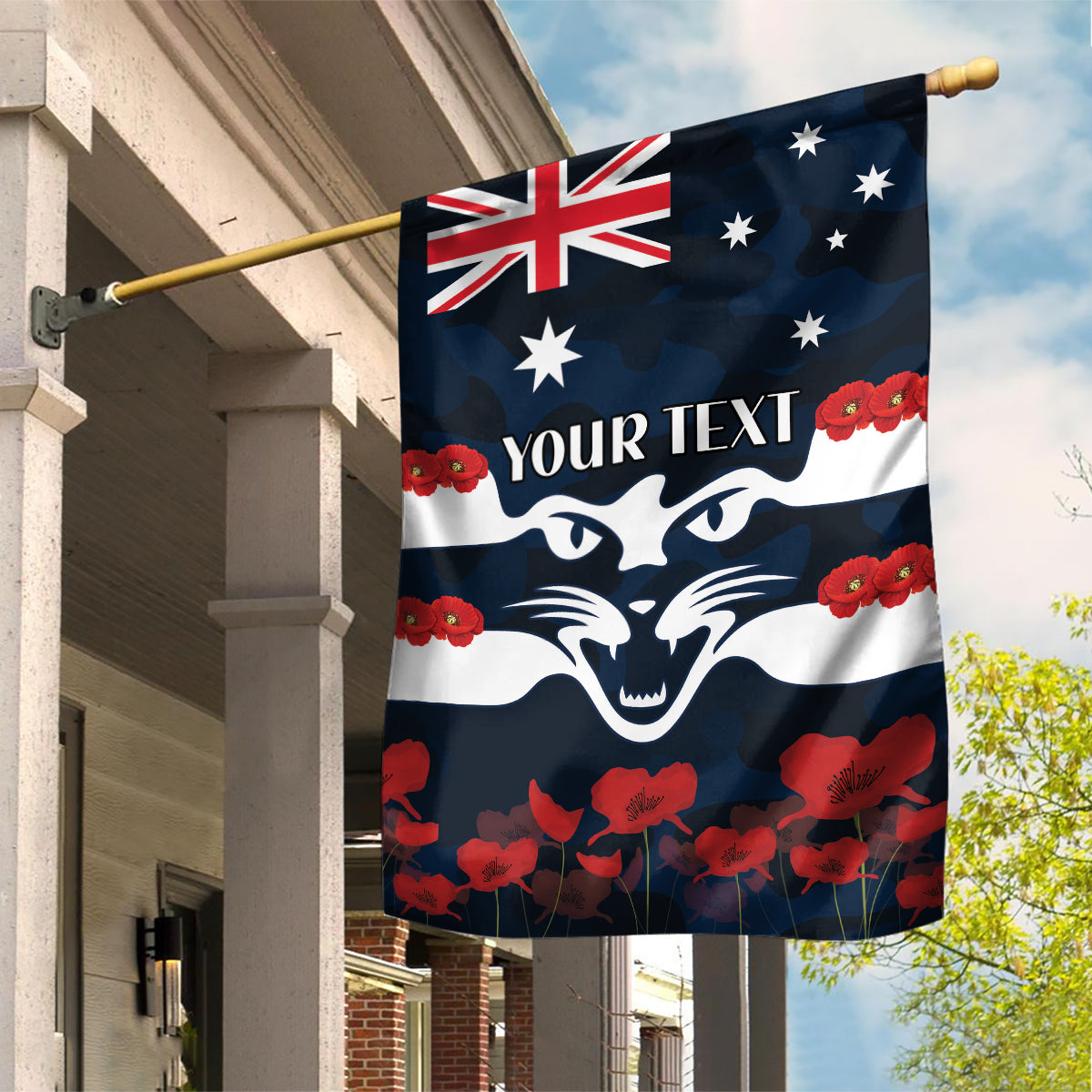 Custom Cats Football Garden Flag ANZAC Lest We Forget - Vibe Hoodie Shop