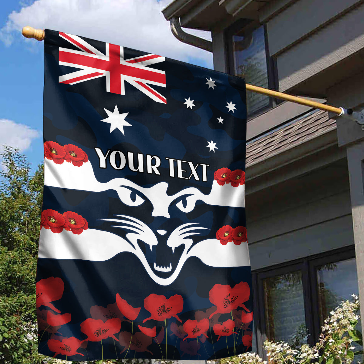 Custom Cats Football Garden Flag ANZAC Lest We Forget - Vibe Hoodie Shop