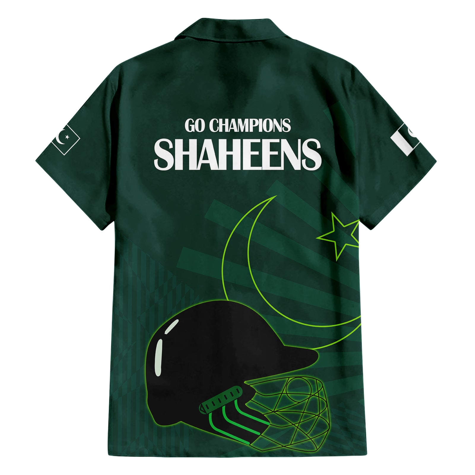 Pakistan Cricket Helmet Hawaiian Shirt Proud Shaheen Falcon Star and Crescent - Vibe Hoodie Shop