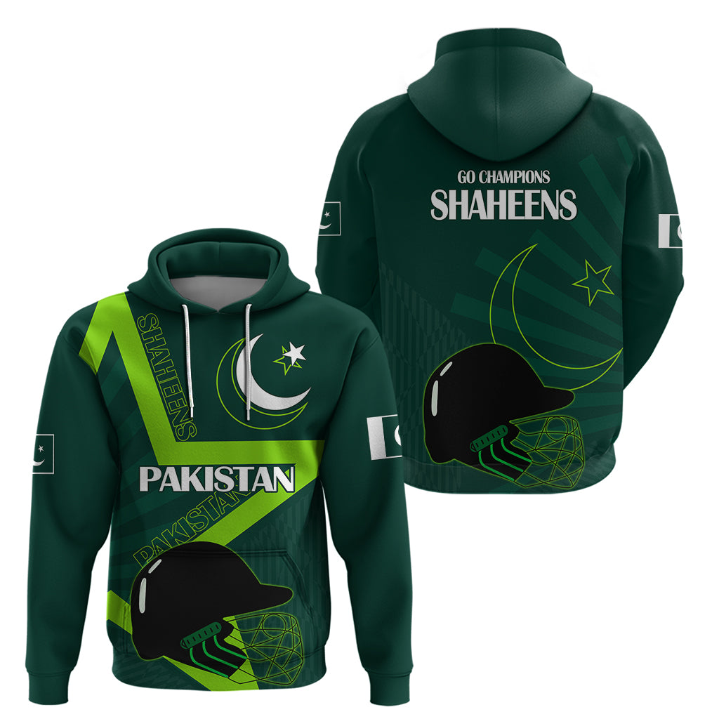 Pakistan Cricket Helmet Hoodie Proud Shaheen Falcon Star and Crescent LT9 - Vibe Hoodie Shop
