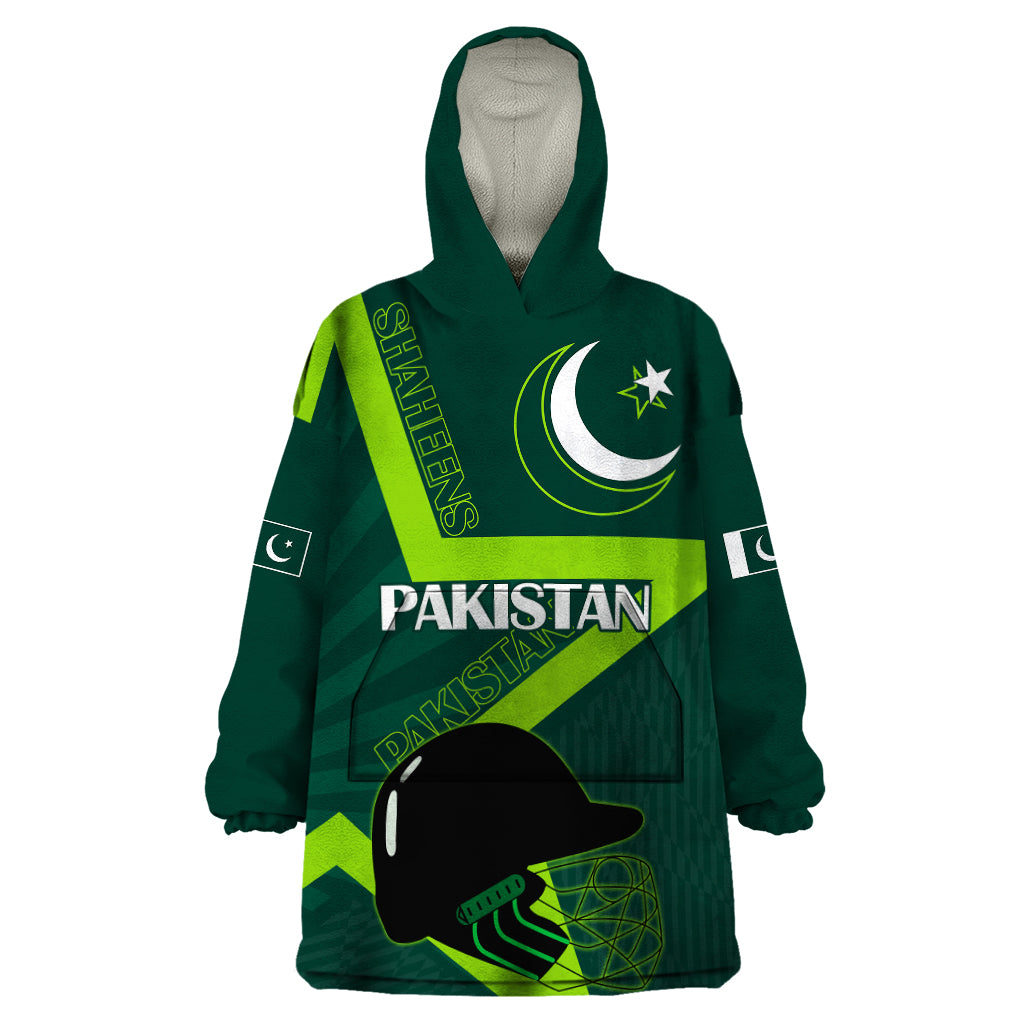 Pakistan Cricket Helmet Wearable Blanket Hoodie Proud Shaheen Falcon Star and Crescent - Vibe Hoodie Shop