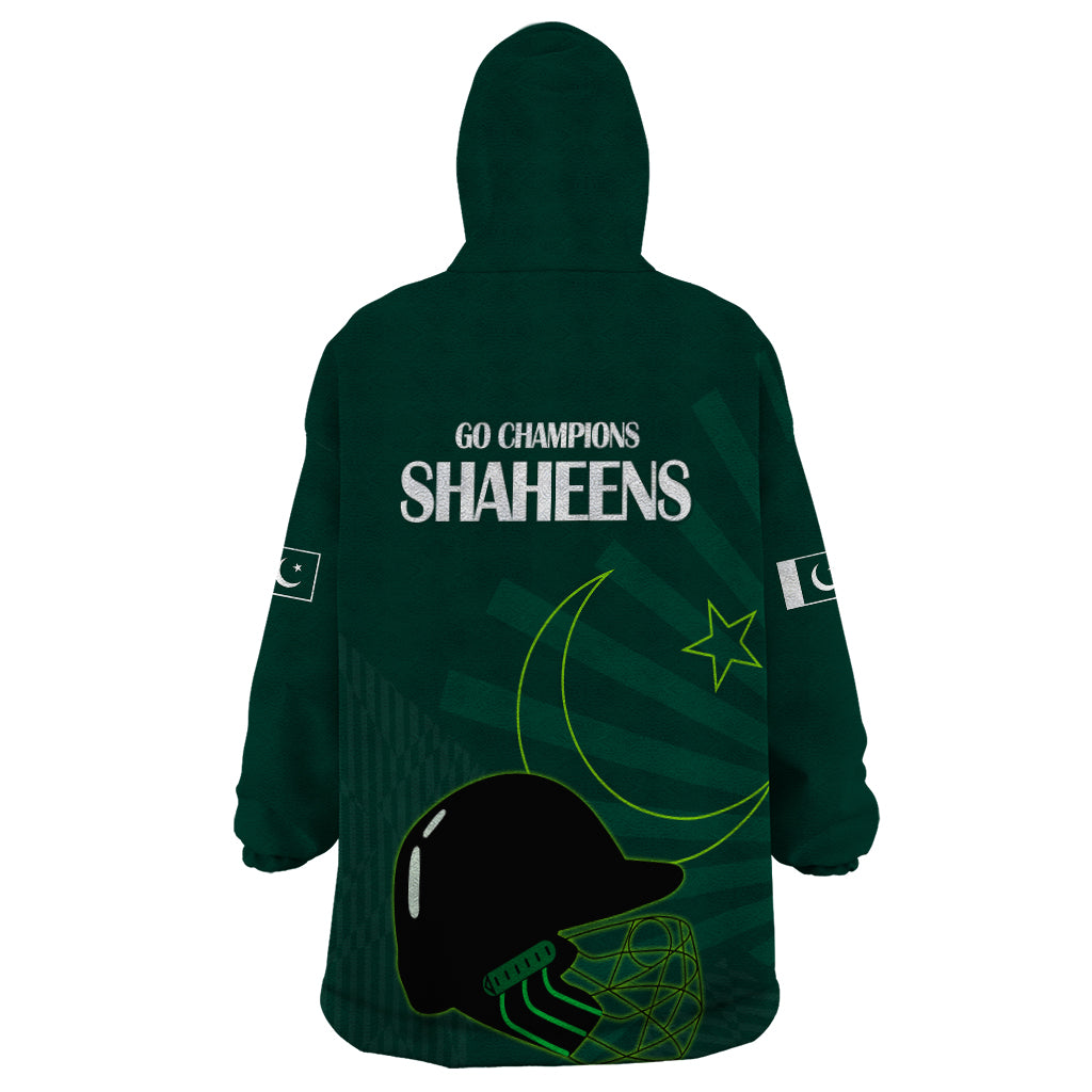 Pakistan Cricket Helmet Wearable Blanket Hoodie Proud Shaheen Falcon Star and Crescent - Vibe Hoodie Shop