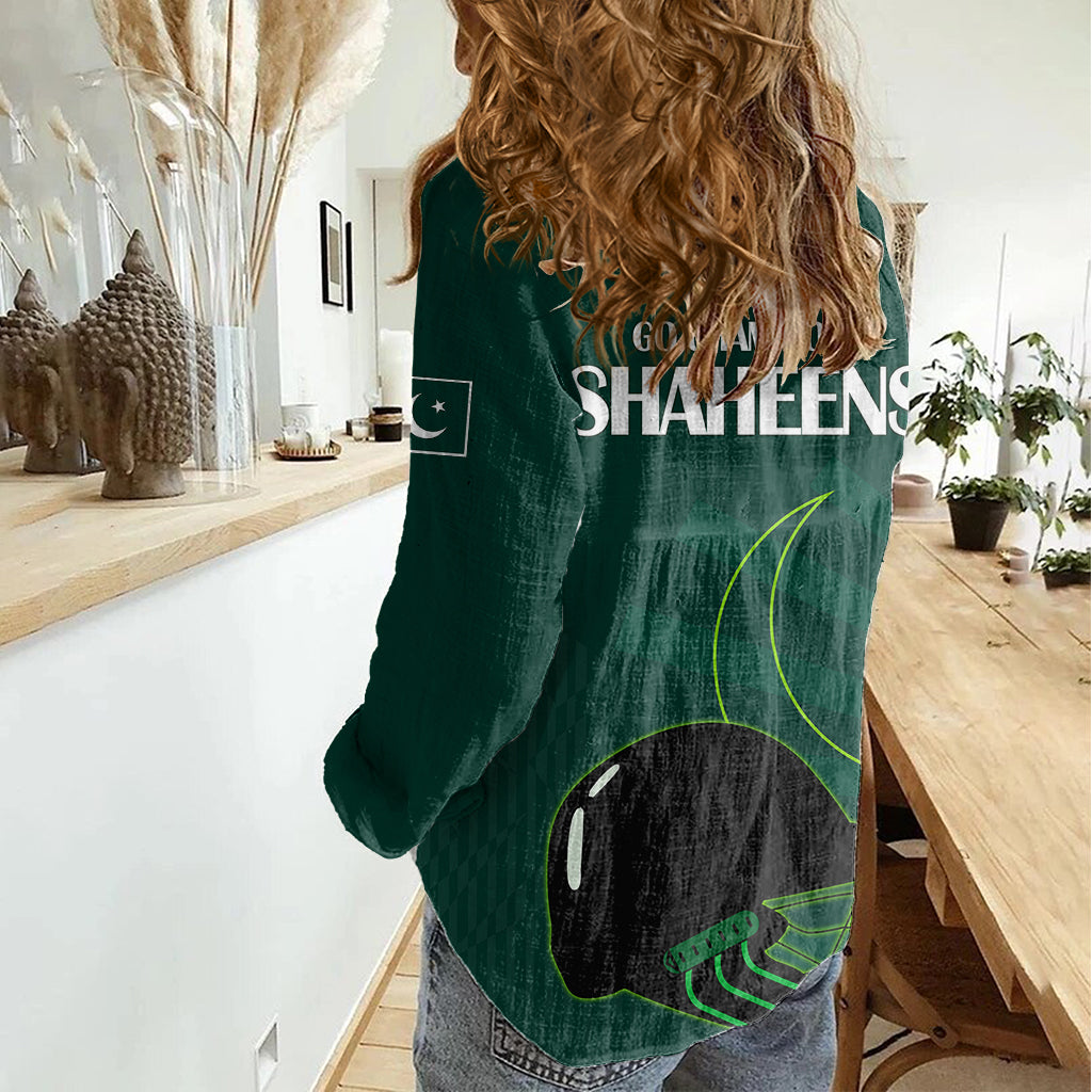 Pakistan Cricket Helmet Women Casual Shirt Proud Shaheen Falcon Star and Crescent - Vibe Hoodie Shop