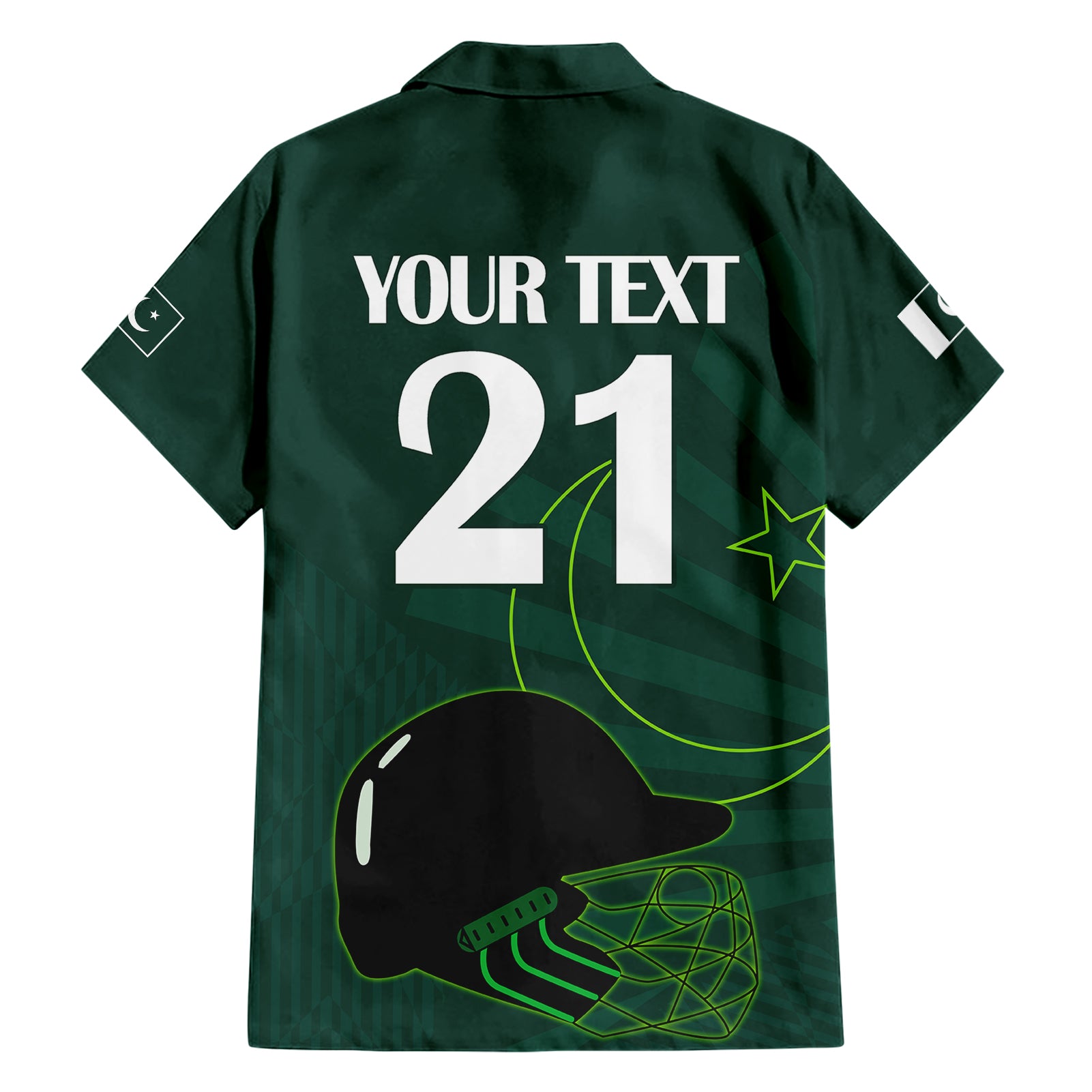 Custom Pakistan Cricket Helmet Hawaiian Shirt Proud Shaheen Falcon Star and Crescent - Vibe Hoodie Shop