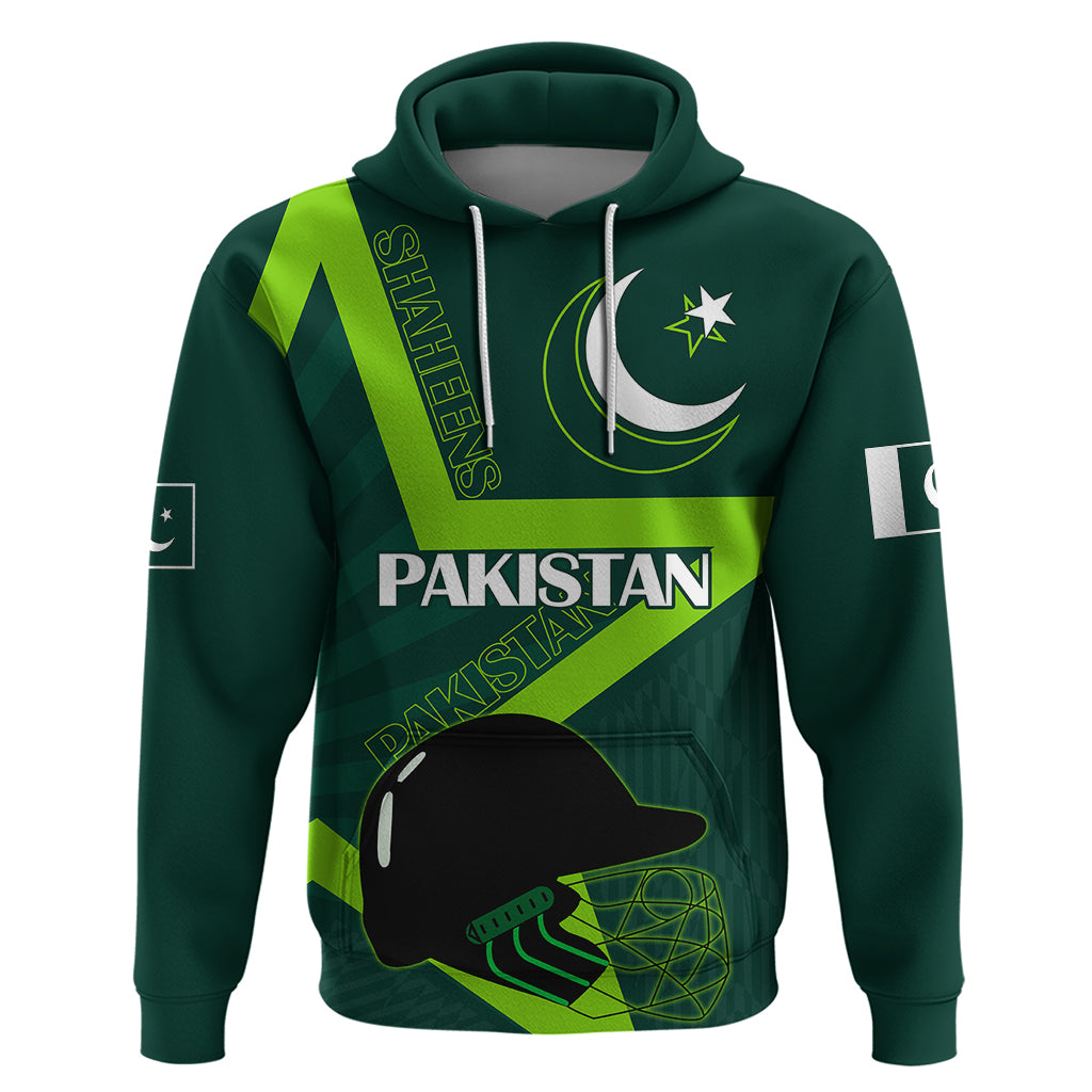 Custom Pakistan Cricket Helmet Hoodie Proud Shaheen Falcon Star and Crescent LT9 - Vibe Hoodie Shop