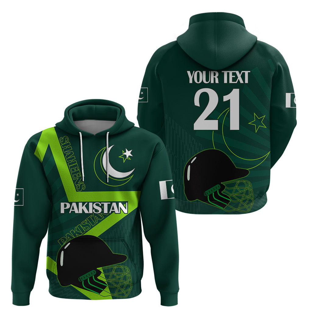 Custom Pakistan Cricket Helmet Hoodie Proud Shaheen Falcon Star and Crescent LT9 - Vibe Hoodie Shop