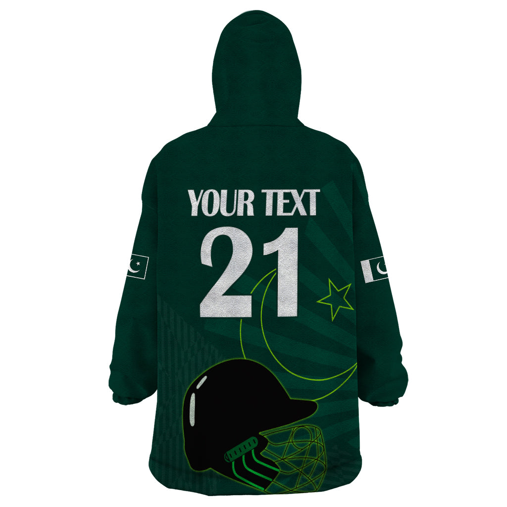 Custom Pakistan Cricket Helmet Wearable Blanket Hoodie Proud Shaheen Falcon Star and Crescent - Vibe Hoodie Shop