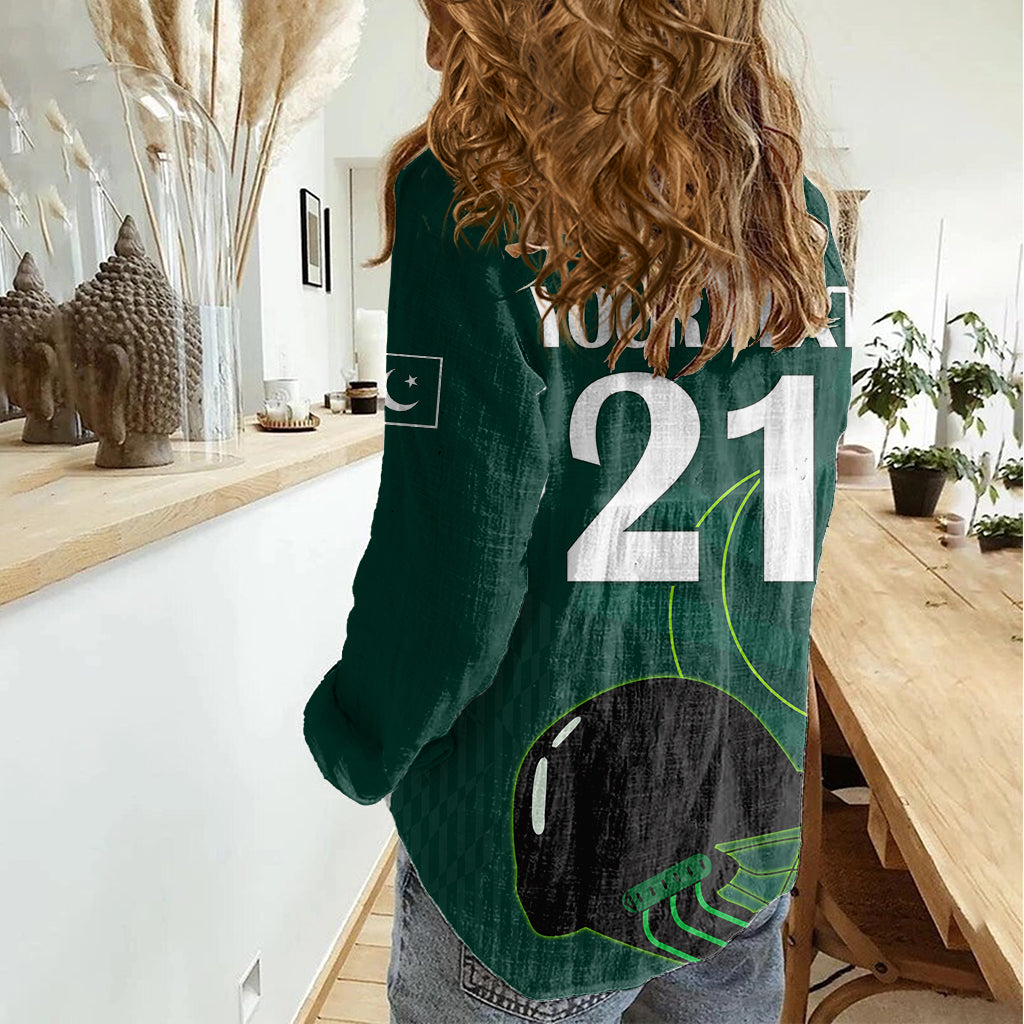 Custom Pakistan Cricket Helmet Women Casual Shirt Proud Shaheen Falcon Star and Crescent - Vibe Hoodie Shop