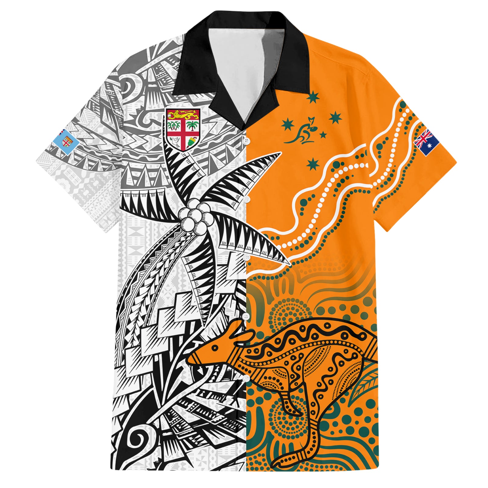 Fiji Australia Rugby Hawaiian Shirt World Cup 2023 Polynesia Tapa Mixed Indigenous Aboriginal - Vibe Hoodie Shop
