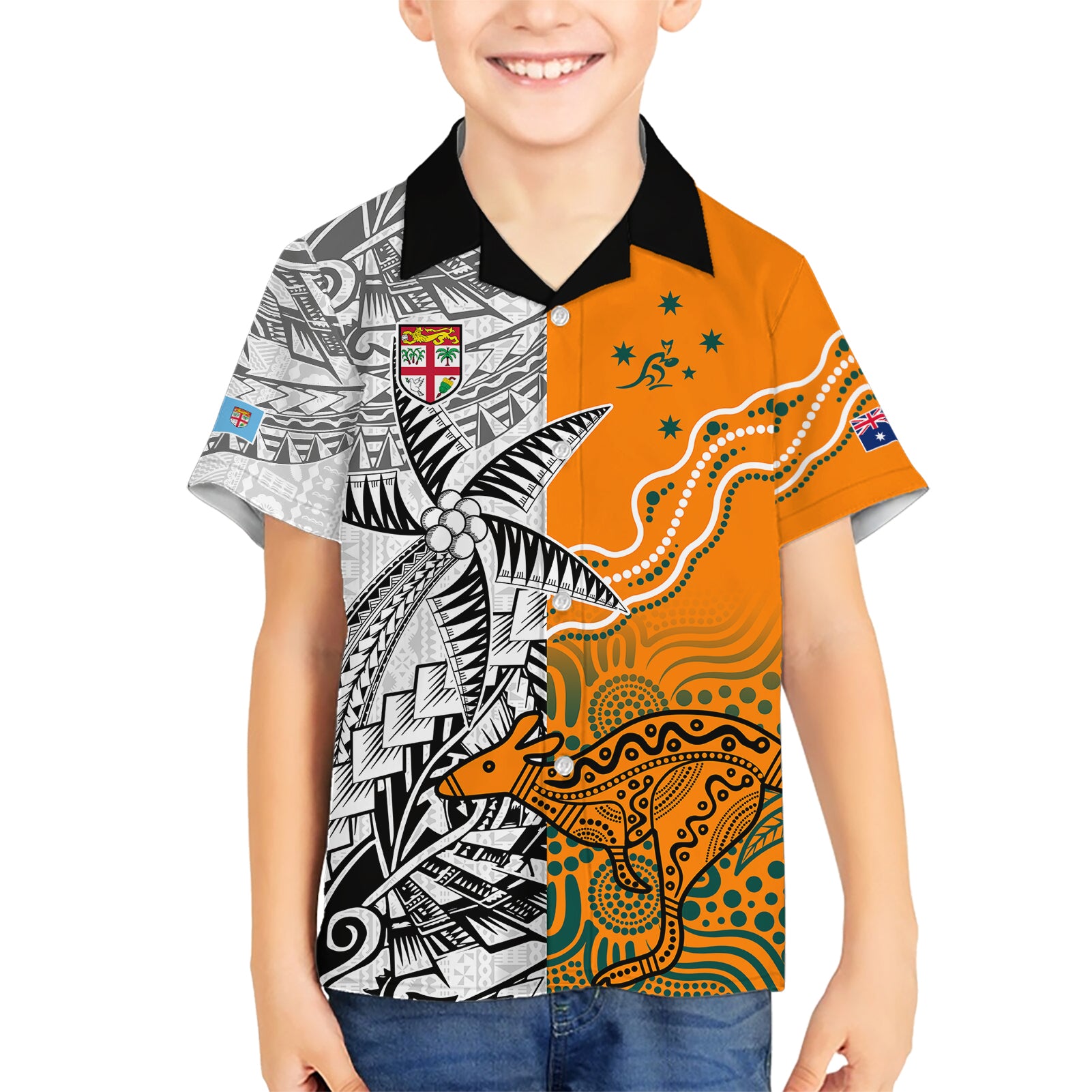 Fiji Australia Rugby Hawaiian Shirt World Cup 2023 Polynesia Tapa Mixed Indigenous Aboriginal - Vibe Hoodie Shop