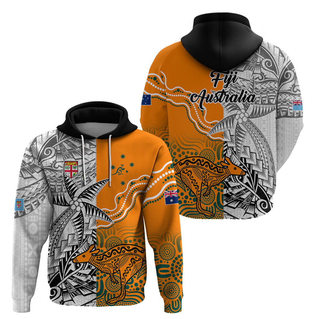 Fiji Australia Rugby Hoodie World Cup 2023 Polynesia Tapa Mixed Indigenous Aboriginal LT9 - Vibe Hoodie Shop