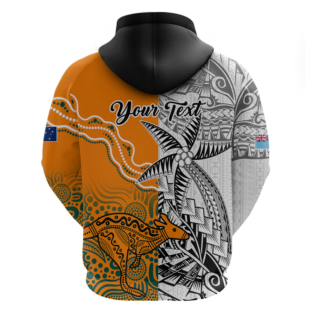 Personalised Fiji Australia Rugby Hoodie World Cup 2023 Polynesia Tapa Mixed Indigenous Aboriginal LT9 - Vibe Hoodie Shop
