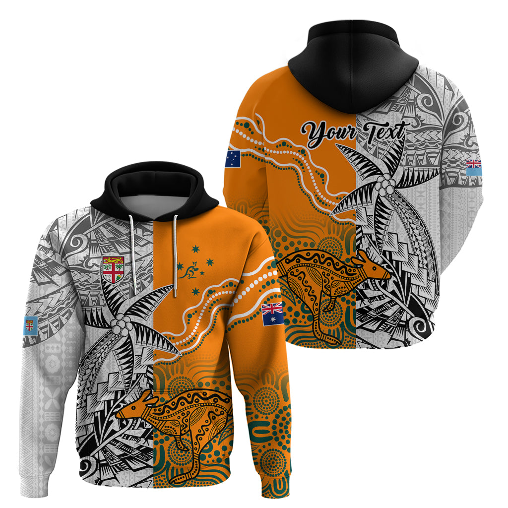 Personalised Fiji Australia Rugby Hoodie World Cup 2023 Polynesia Tapa Mixed Indigenous Aboriginal LT9 - Vibe Hoodie Shop
