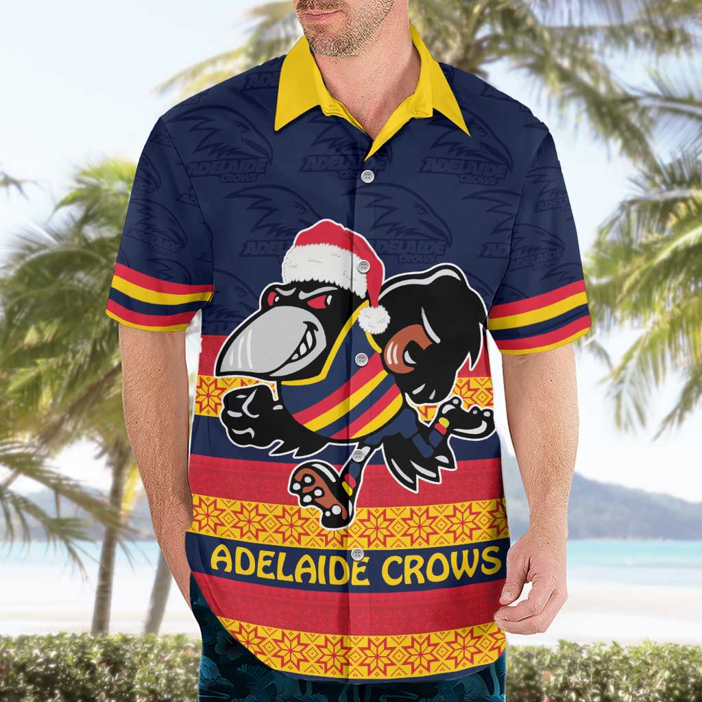 AFL Adelaide Christmas Personalised Hawaiian Shirt with Crows Mascot - Vibe Hoodie Shop