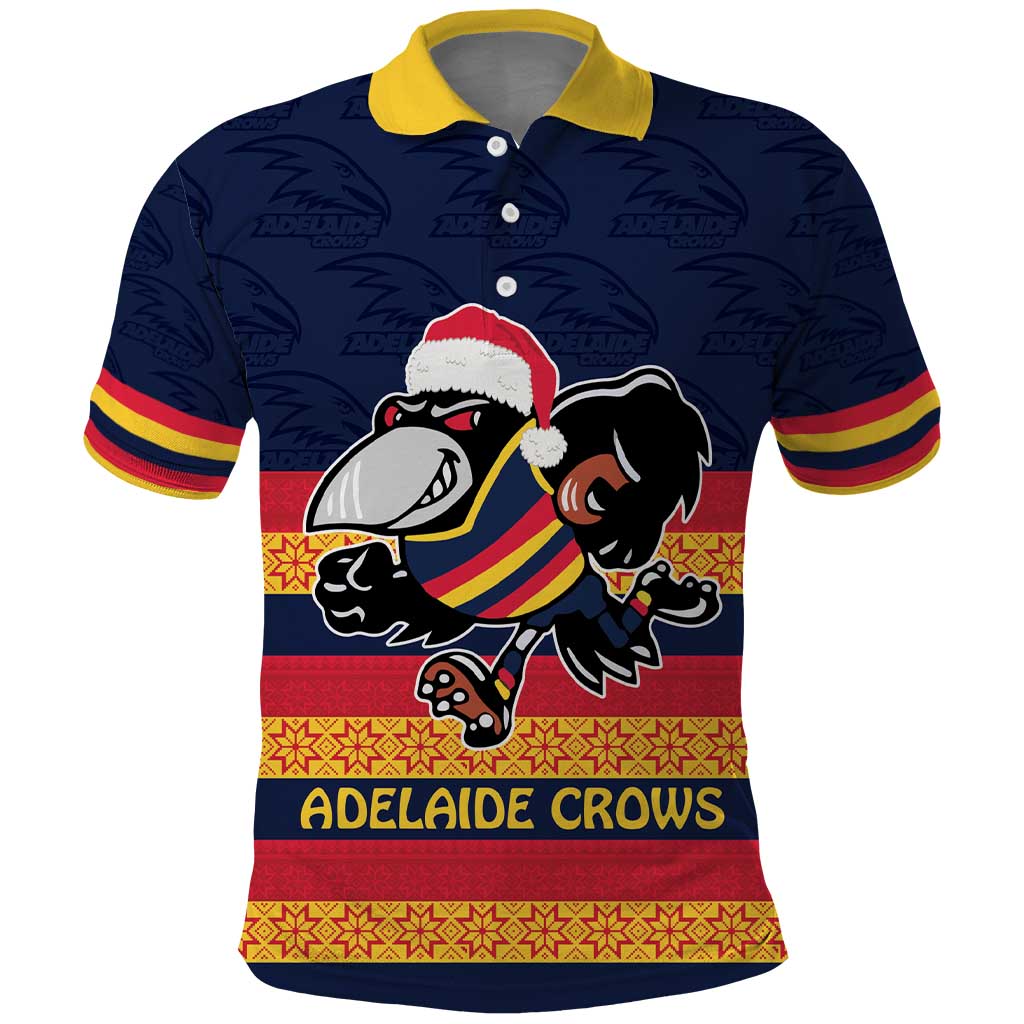 AFL Adelaide Christmas Personalised Polo Shirt with Crows Mascot LT9 - Vibe Hoodie Shop