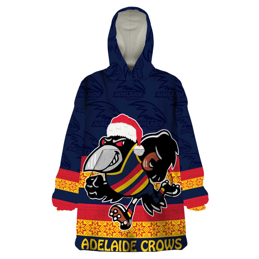 AFL Adelaide Christmas Personalised Wearable Blanket Hoodie with Crows Mascot - Vibe Hoodie Shop