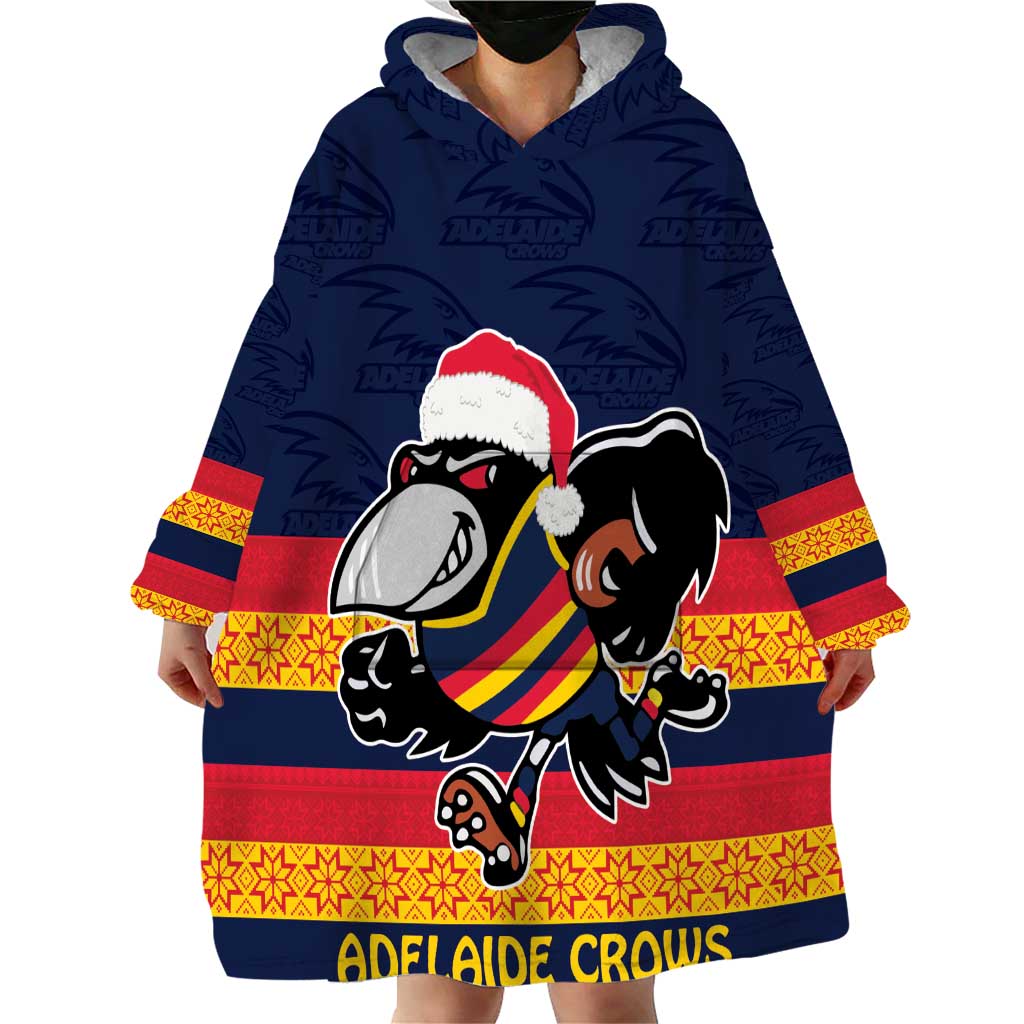 AFL Adelaide Christmas Personalised Wearable Blanket Hoodie with Crows Mascot - Vibe Hoodie Shop