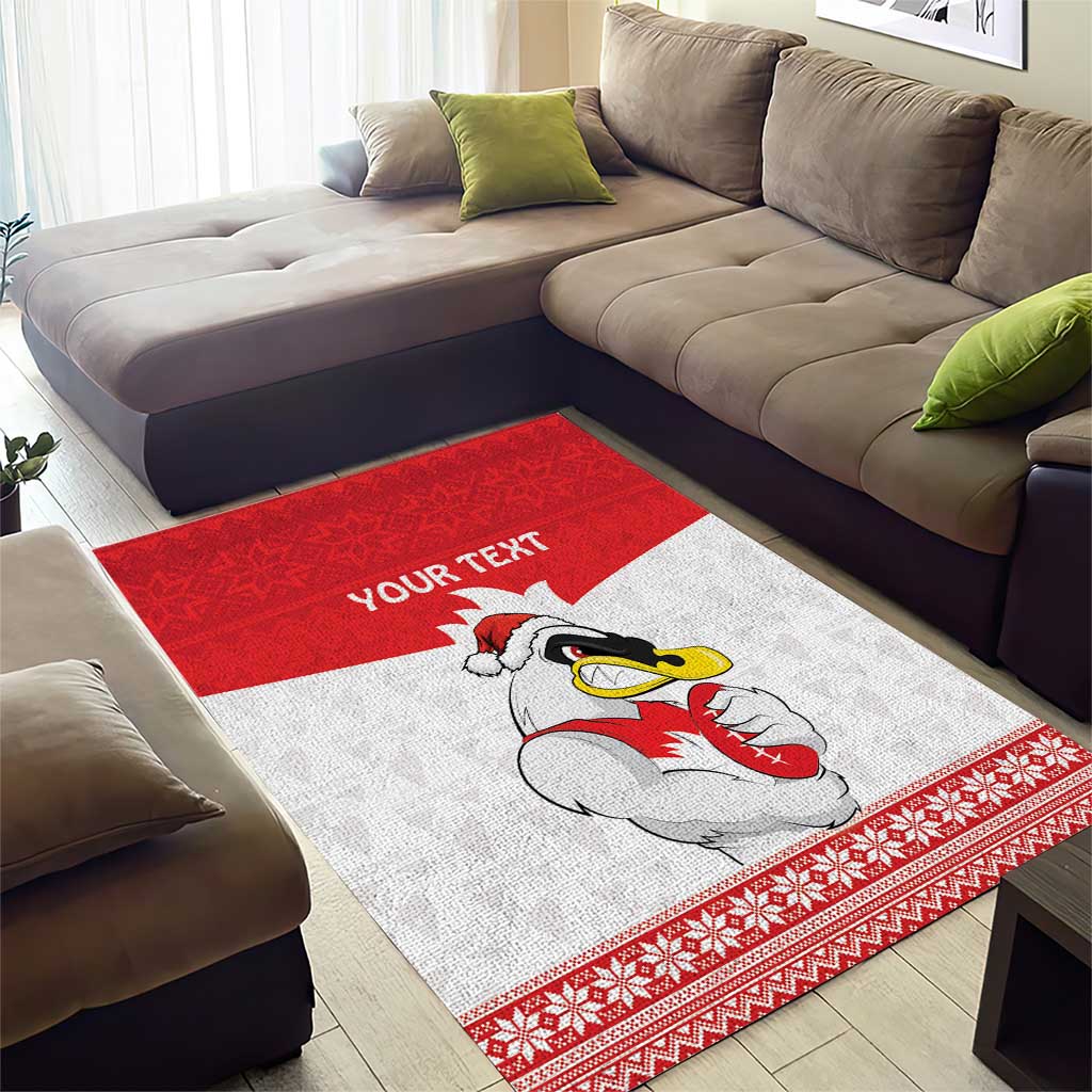 AFL Sydney Christmas Personalised Area Rug with Swans Mascot Simple Style - Vibe Hoodie Shop