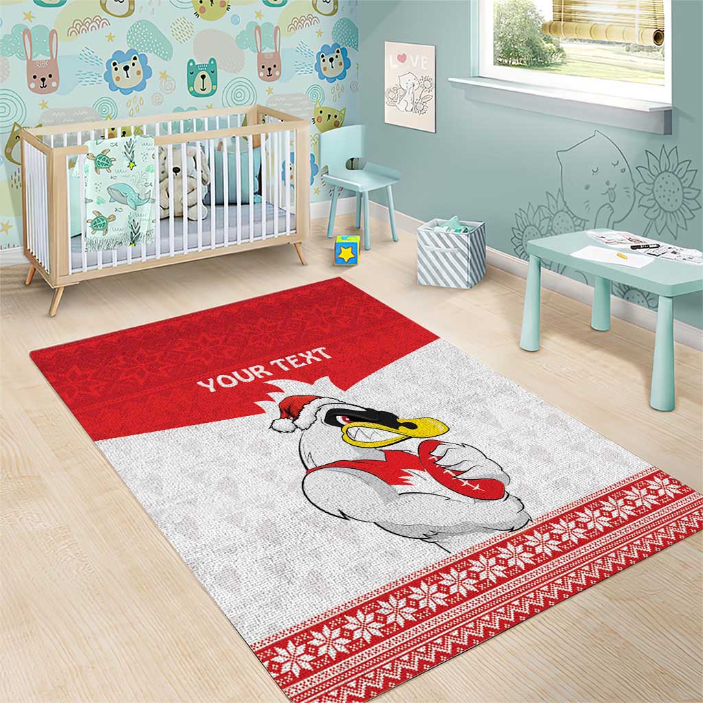 AFL Sydney Christmas Personalised Area Rug with Swans Mascot Simple Style - Vibe Hoodie Shop