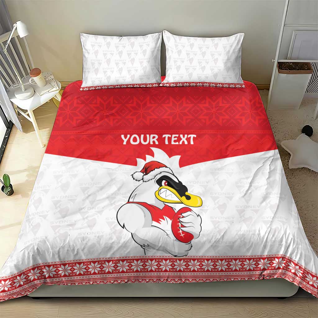 AFL Sydney Christmas Personalised Bedding Set with Swans Mascot Simple Style - Vibe Hoodie Shop