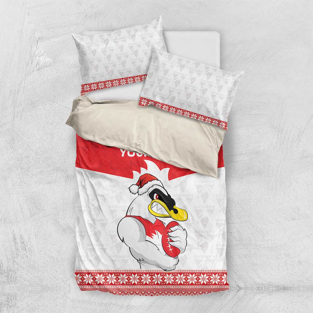 AFL Sydney Christmas Personalised Bedding Set with Swans Mascot Simple Style - Vibe Hoodie Shop