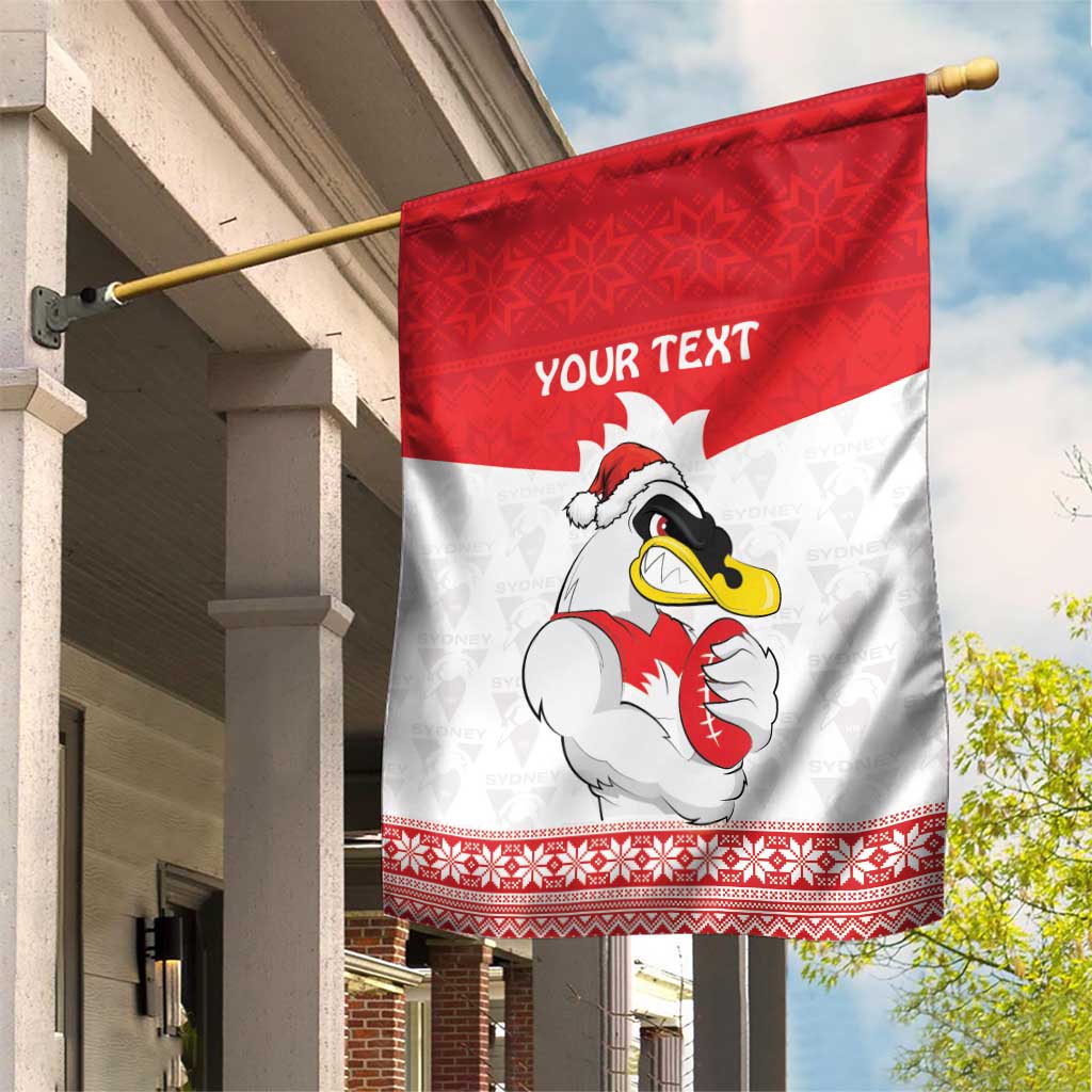 AFL Sydney Christmas Personalised Garden Flag with Swans Mascot Simple Style - Vibe Hoodie Shop