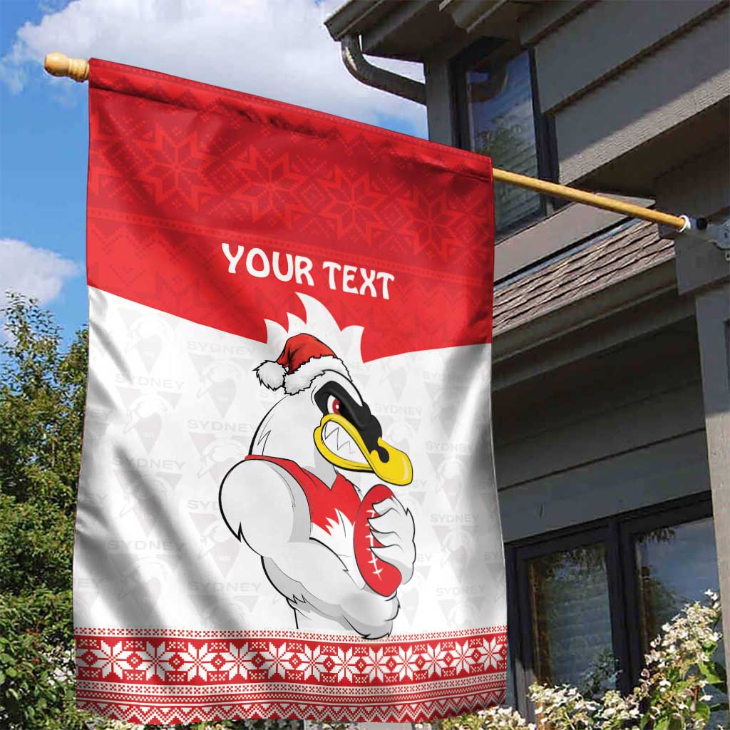 AFL Sydney Christmas Personalised Garden Flag with Swans Mascot Simple Style - Vibe Hoodie Shop