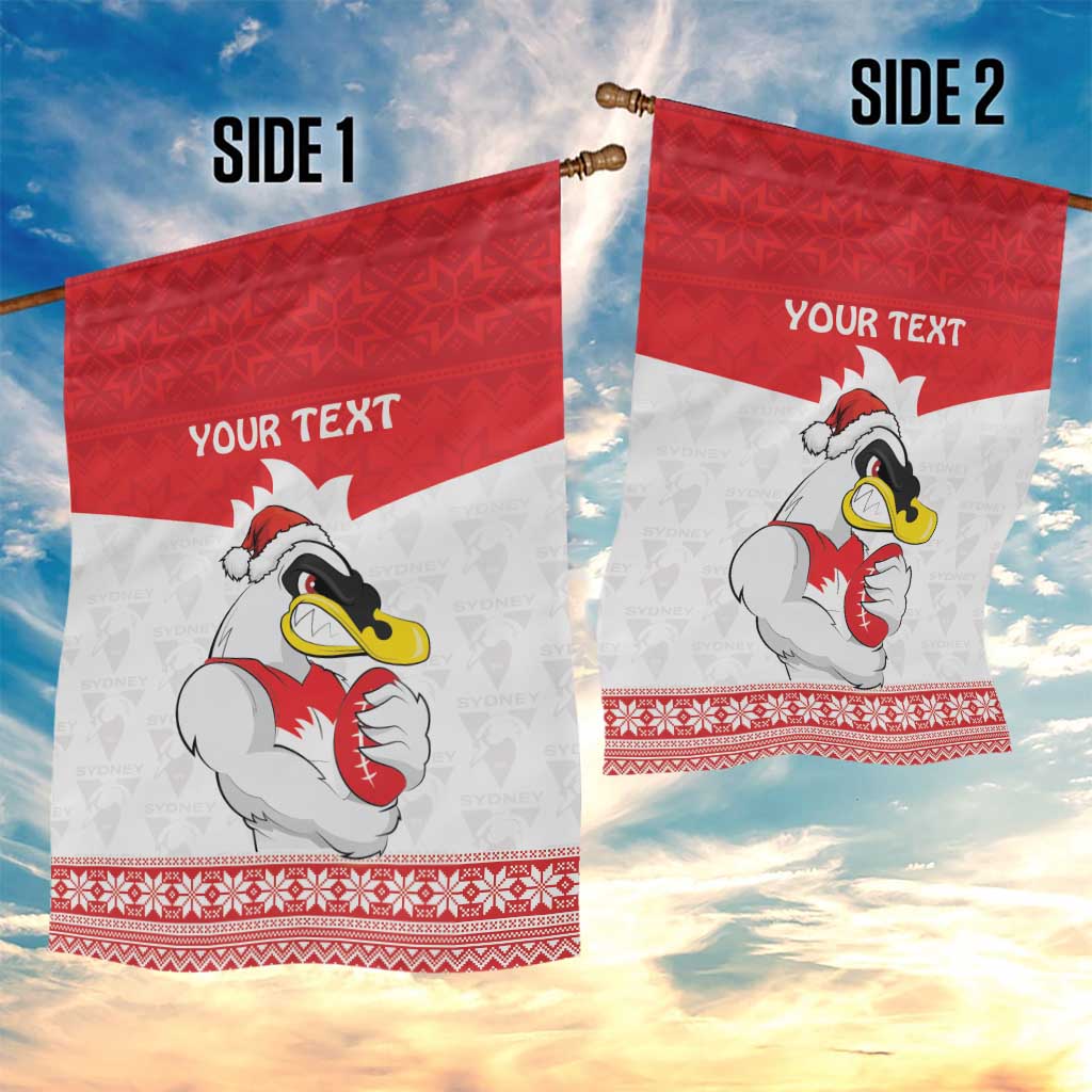 AFL Sydney Christmas Personalised Garden Flag with Swans Mascot Simple Style - Vibe Hoodie Shop