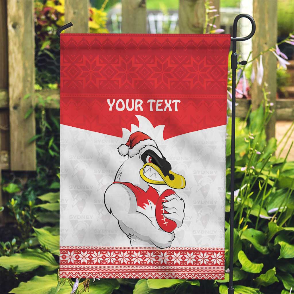 AFL Sydney Christmas Personalised Garden Flag with Swans Mascot Simple Style - Vibe Hoodie Shop