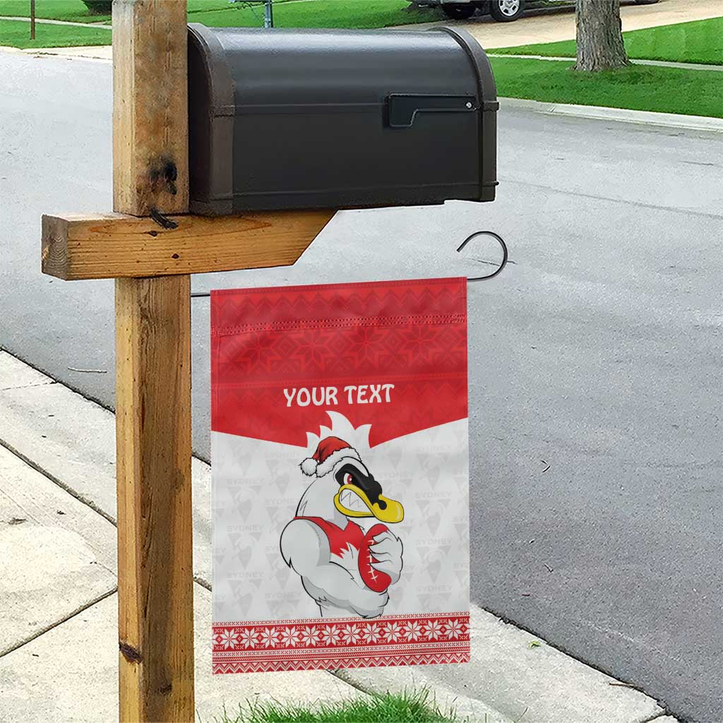 AFL Sydney Christmas Personalised Garden Flag with Swans Mascot Simple Style - Vibe Hoodie Shop