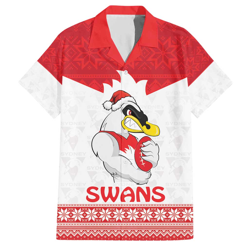 AFL Sydney Christmas Personalised Hawaiian Shirt with Swans Mascot Simple Style - Vibe Hoodie Shop