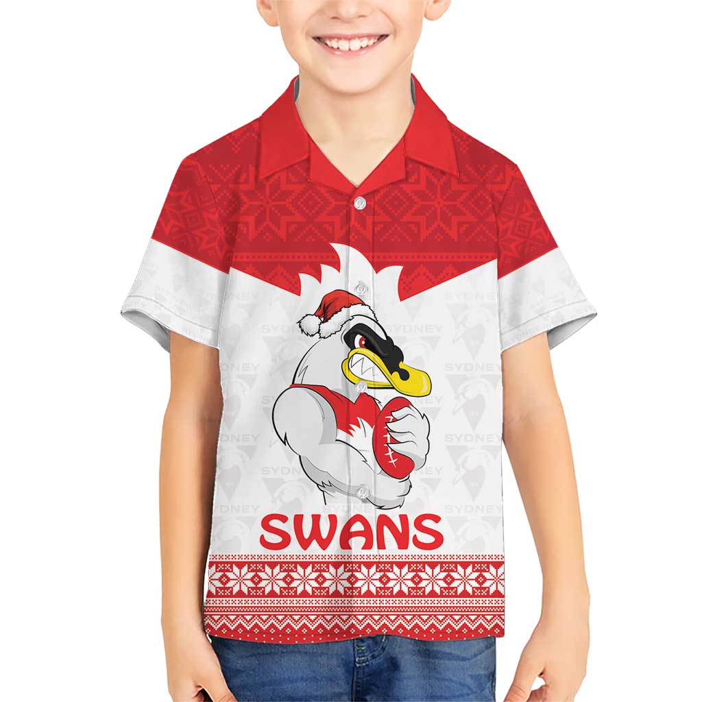 AFL Sydney Christmas Personalised Hawaiian Shirt with Swans Mascot Simple Style - Vibe Hoodie Shop