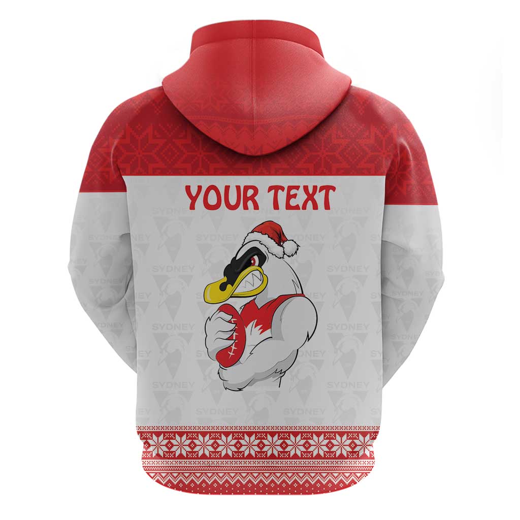 AFL Sydney Christmas Personalised Hoodie with Swans Mascot Simple Style LT9 - Vibe Hoodie Shop