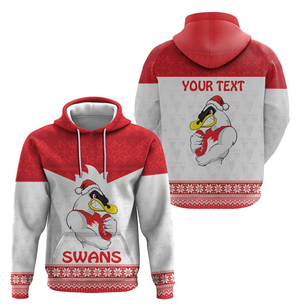 AFL Sydney Christmas Personalised Hoodie with Swans Mascot Simple Style LT9 - Vibe Hoodie Shop