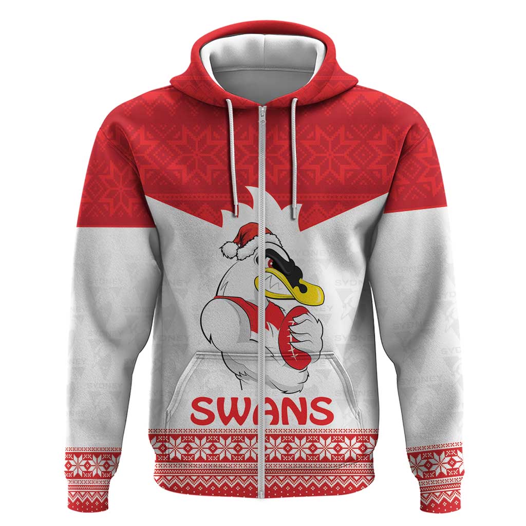 AFL Sydney Christmas Personalised Hoodie with Swans Mascot Simple Style LT9 - Vibe Hoodie Shop