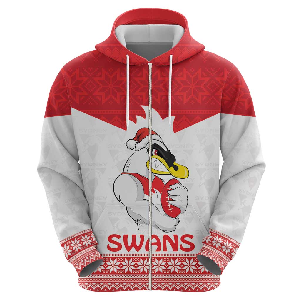 AFL Sydney Christmas Personalised Hoodie with Swans Mascot Simple Style LT9 - Vibe Hoodie Shop