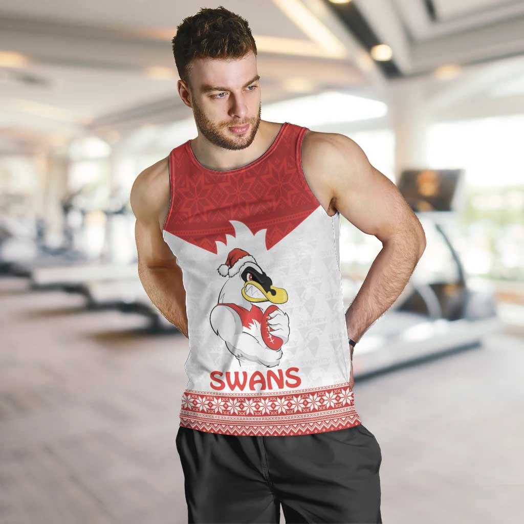 AFL Sydney Christmas Personalised Men Tank Top with Swans Mascot Simple Style - Vibe Hoodie Shop