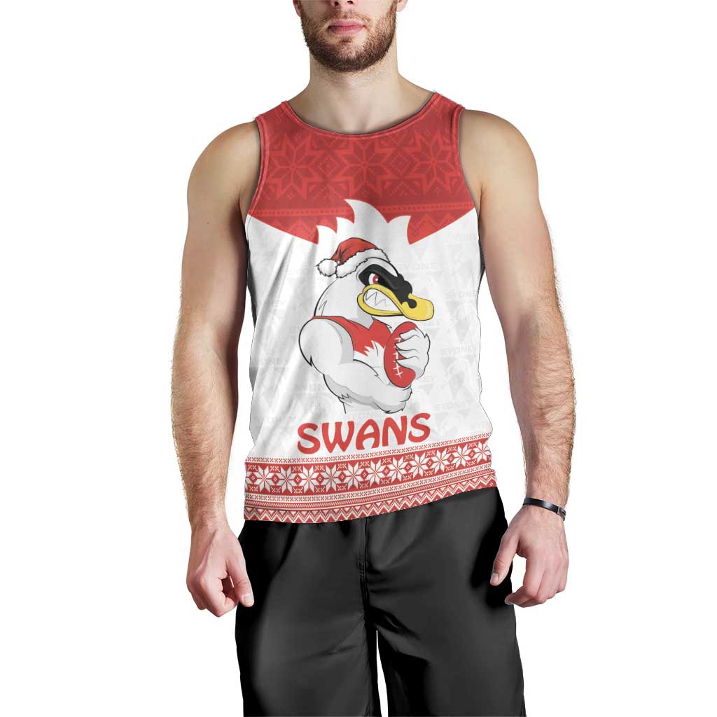 AFL Sydney Christmas Personalised Men Tank Top with Swans Mascot Simple Style - Vibe Hoodie Shop