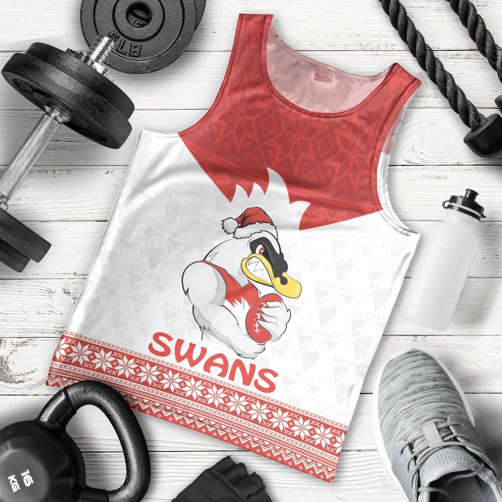 AFL Sydney Christmas Personalised Men Tank Top with Swans Mascot Simple Style - Vibe Hoodie Shop