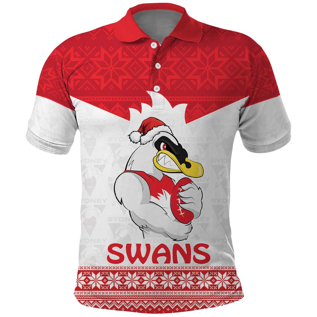 AFL Sydney Christmas Personalised Polo Shirt with Swans Mascot Simple Style LT9 - Vibe Hoodie Shop