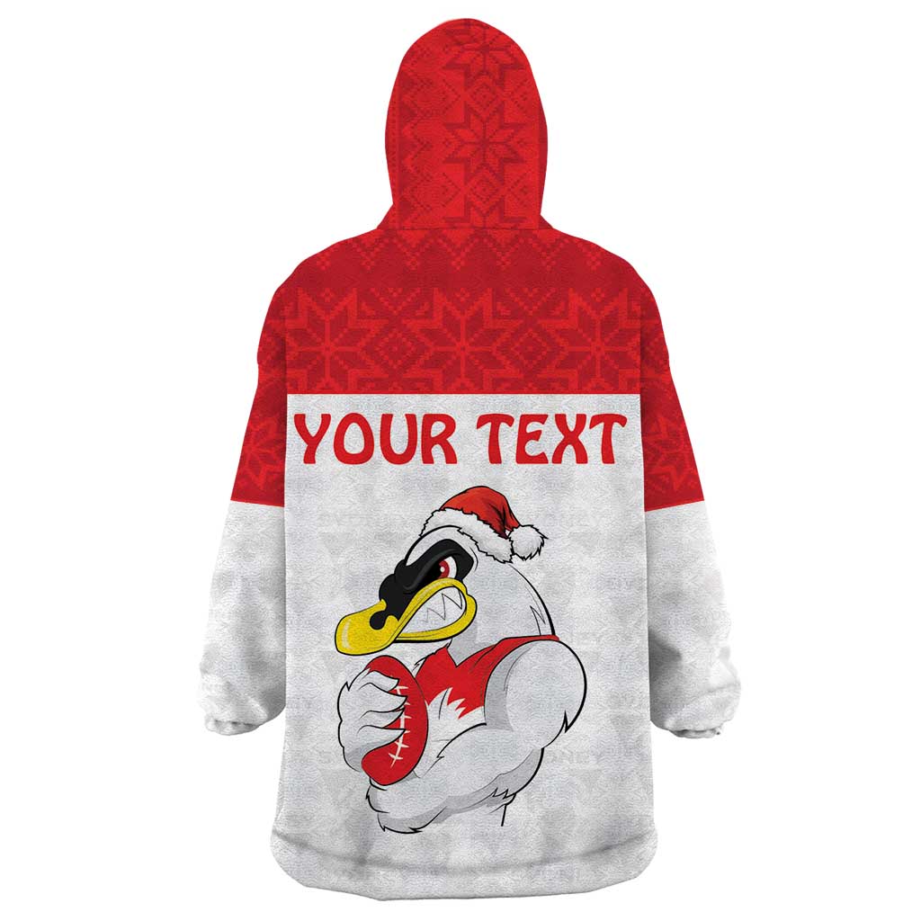 AFL Sydney Christmas Personalised Wearable Blanket Hoodie with Swans Mascot Simple Style - Vibe Hoodie Shop