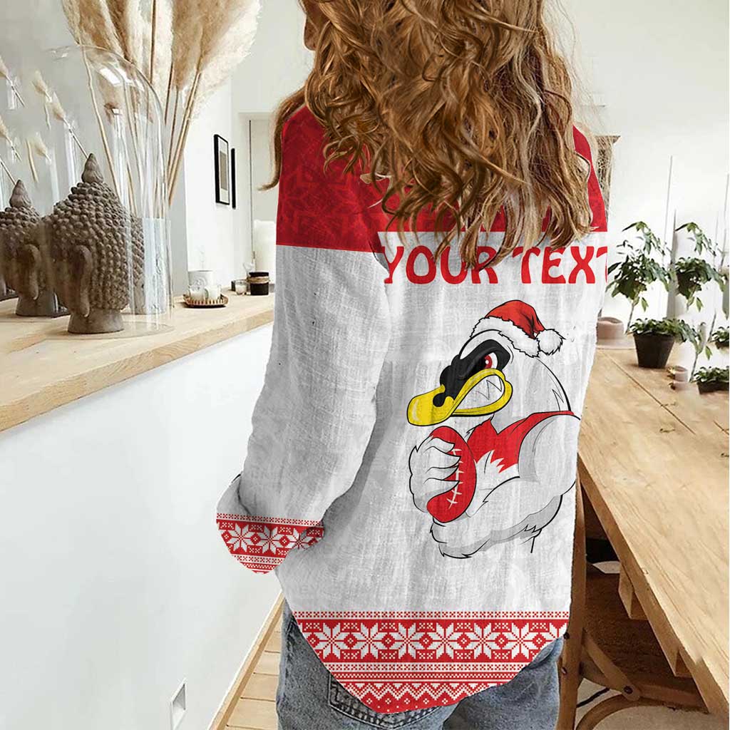 AFL Sydney Christmas Personalised Women Casual Shirt with Swans Mascot Simple Style - Vibe Hoodie Shop
