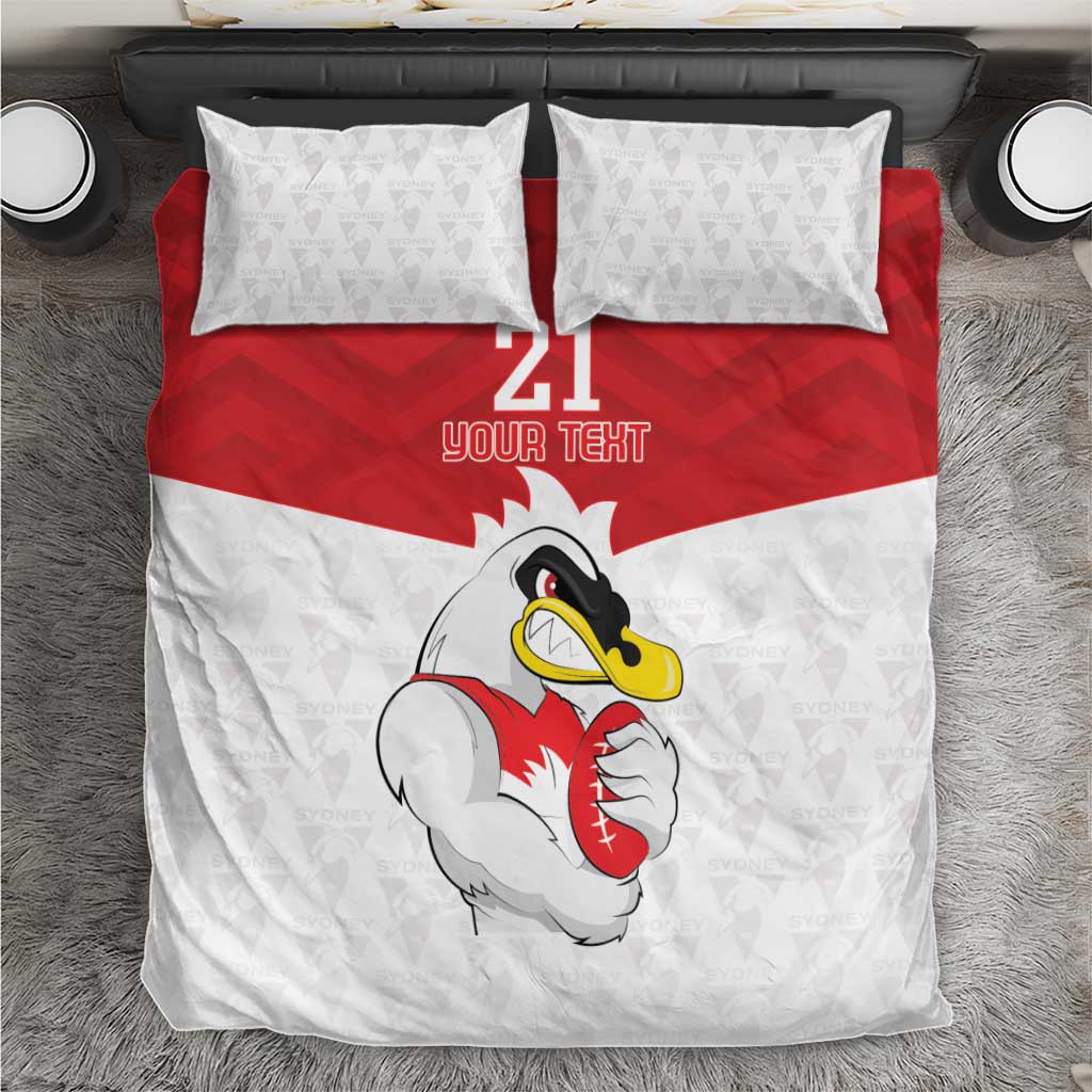 AFL Sydney Custom Bedding Set with Swans Mascot Simple Style - Vibe Hoodie Shop