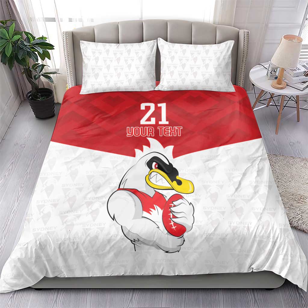 AFL Sydney Custom Bedding Set with Swans Mascot Simple Style - Vibe Hoodie Shop