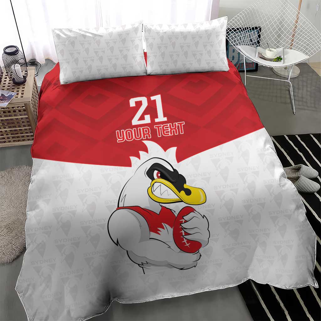 AFL Sydney Custom Bedding Set with Swans Mascot Simple Style - Vibe Hoodie Shop