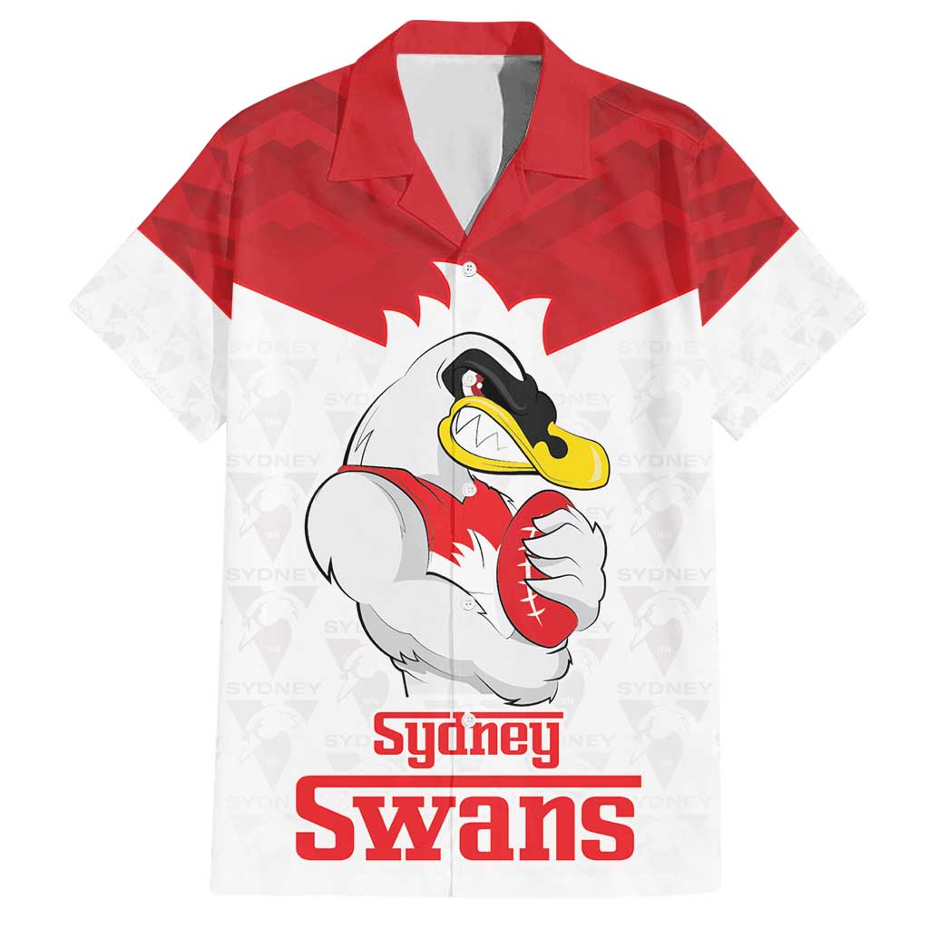 AFL Sydney Custom Hawaiian Shirt with Swans Mascot Simple Style - Vibe Hoodie Shop