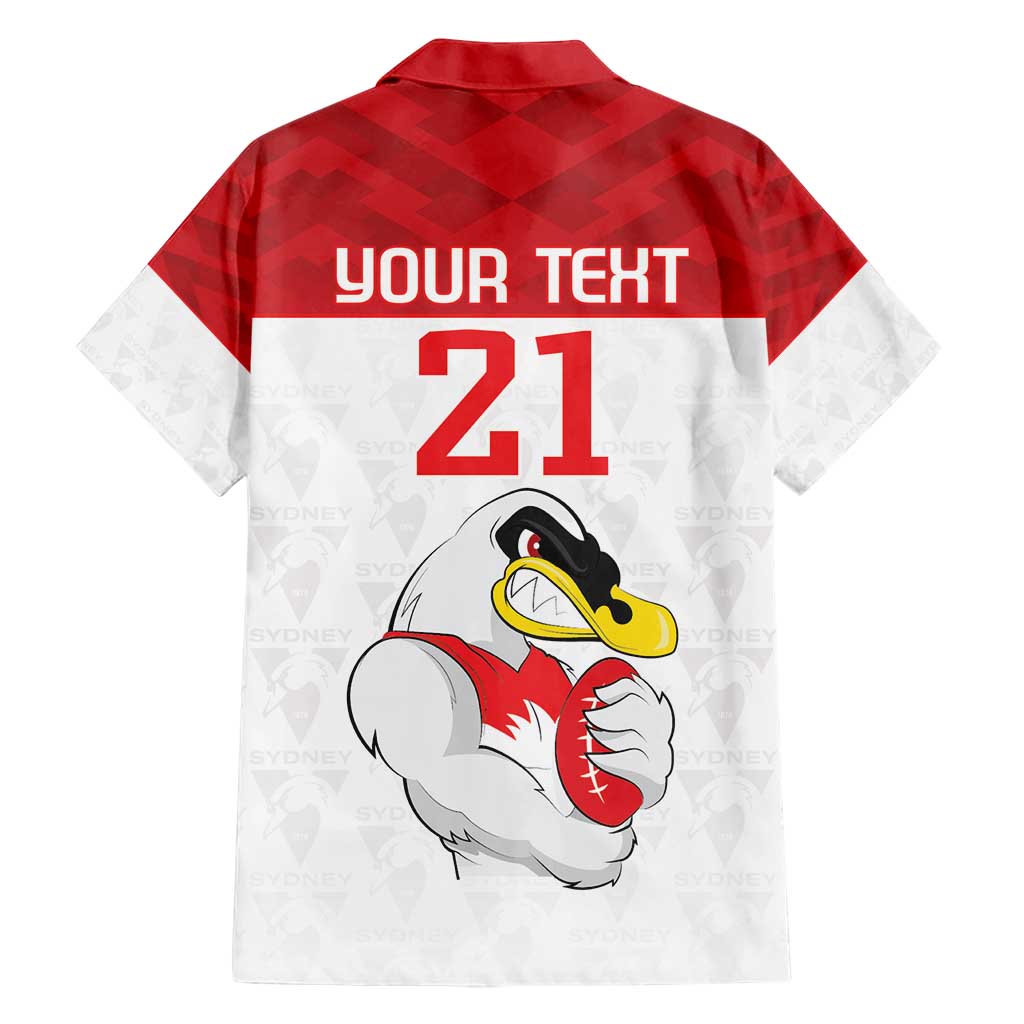 AFL Sydney Custom Hawaiian Shirt with Swans Mascot Simple Style - Vibe Hoodie Shop